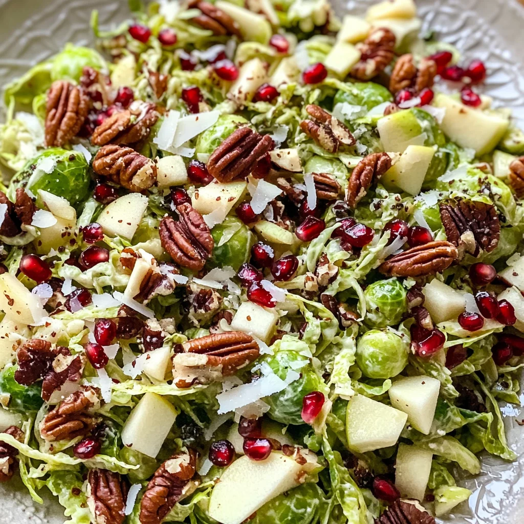 Shaved Brussels Sprout Salad with Pomegranate and Candied Pecans