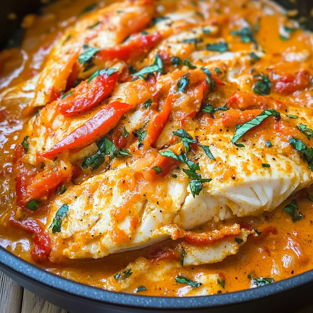 Tilapia in Roasted Pepper Sauce