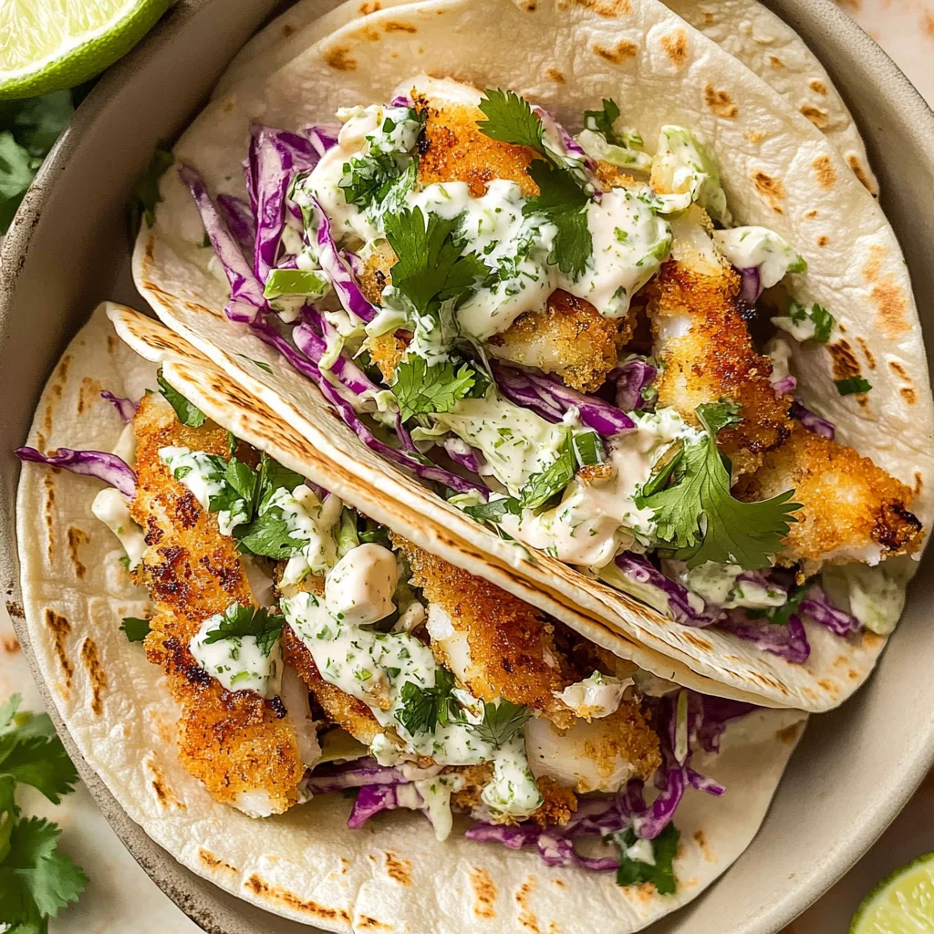 Air Fryer Fish Tacos with Cilantro Lime Slaw