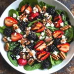 Berry Spinach Salad with Pecans, Feta, and Balsamic Glaze
