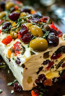 Festive Holiday Antipasto Cream Cheese Log