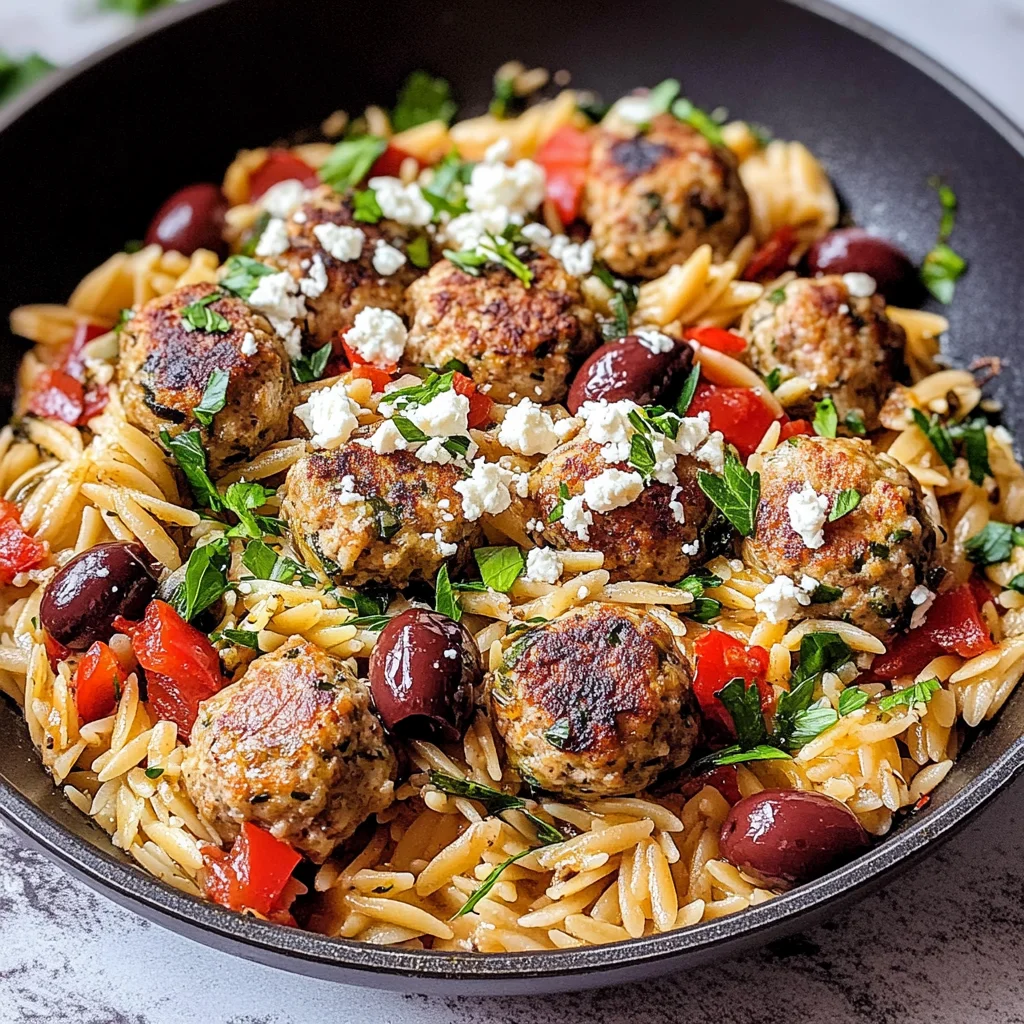 Greek Meatballs and Orzo Skillet