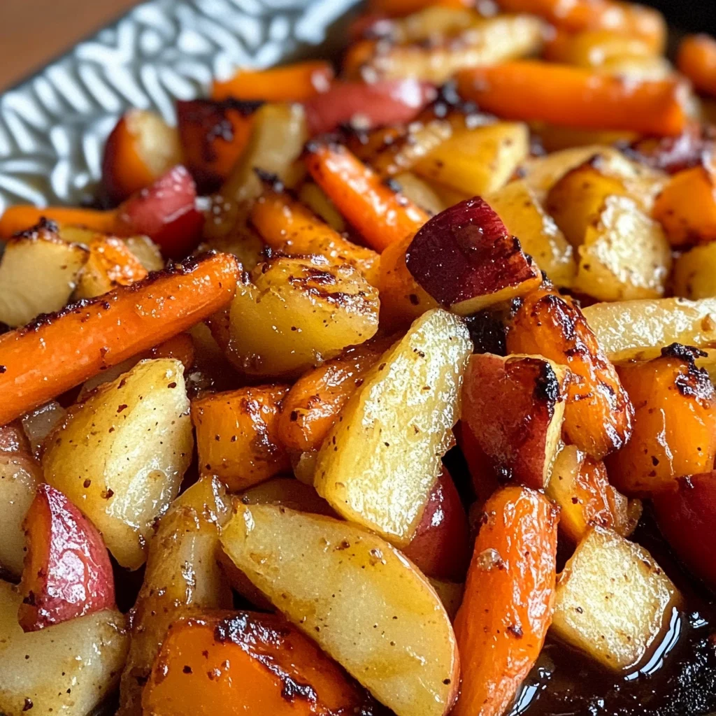 Maple Dijon Roasted Carrots and Apples