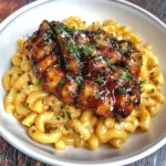 Spicy Honey Pepper Chicken with Mac and Cheese