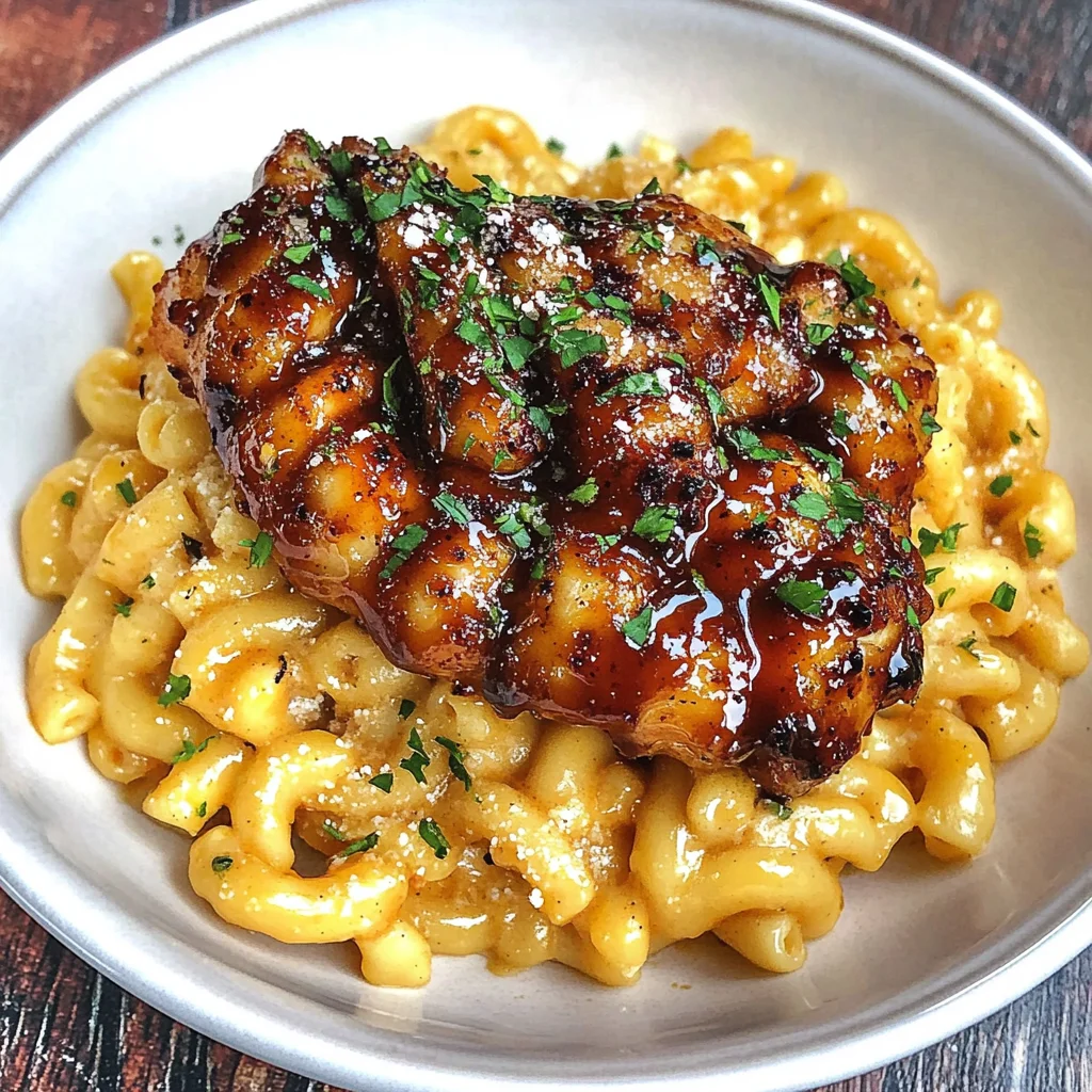 Spicy Honey Pepper Chicken with Mac and Cheese