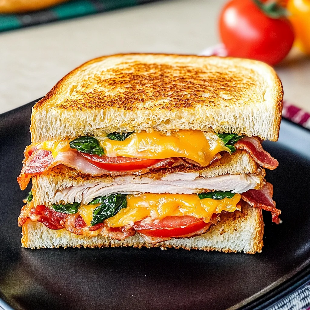 Turkey Melt with Cheddar, Spinach, and Bacon