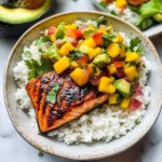 BBQ Salmon Bowls with Mango Avocado Salsa