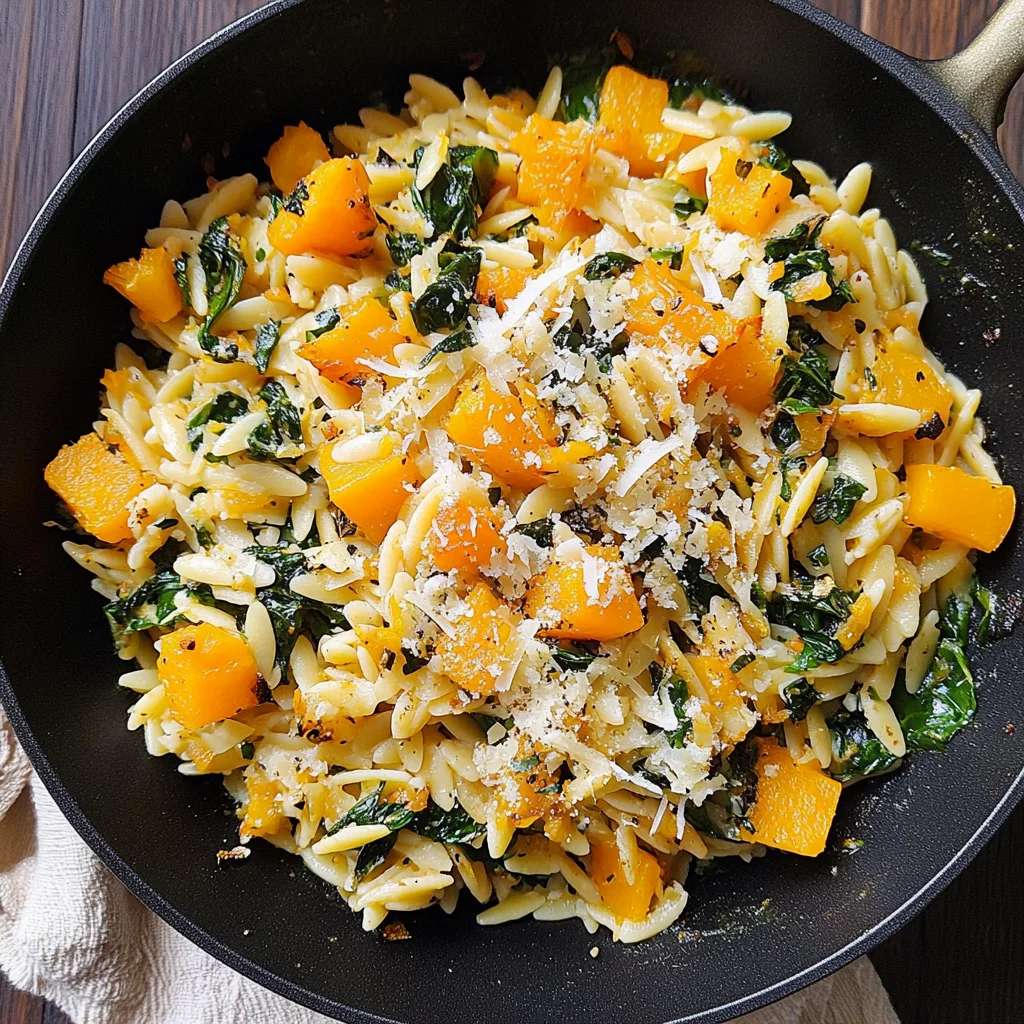 Creamy Orzo with Roasted Butternut Squash and Spinach