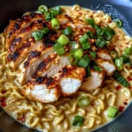 Fiery Chicken Ramen with Creamy Garlic Sauce