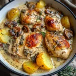 Herb Roasted Chicken in Creamy White Wine Sauce