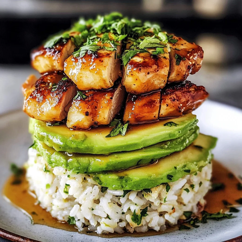 Honey Lime Chicken & Avocado Rice Stack