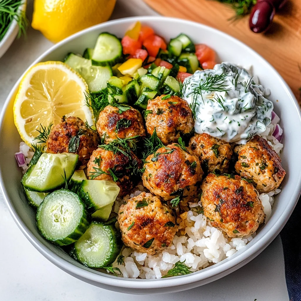 Mediterranean Bowl With Turkey Meatballs