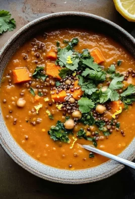 Sweet Potato Soup with Red Lentils and Chickpeas