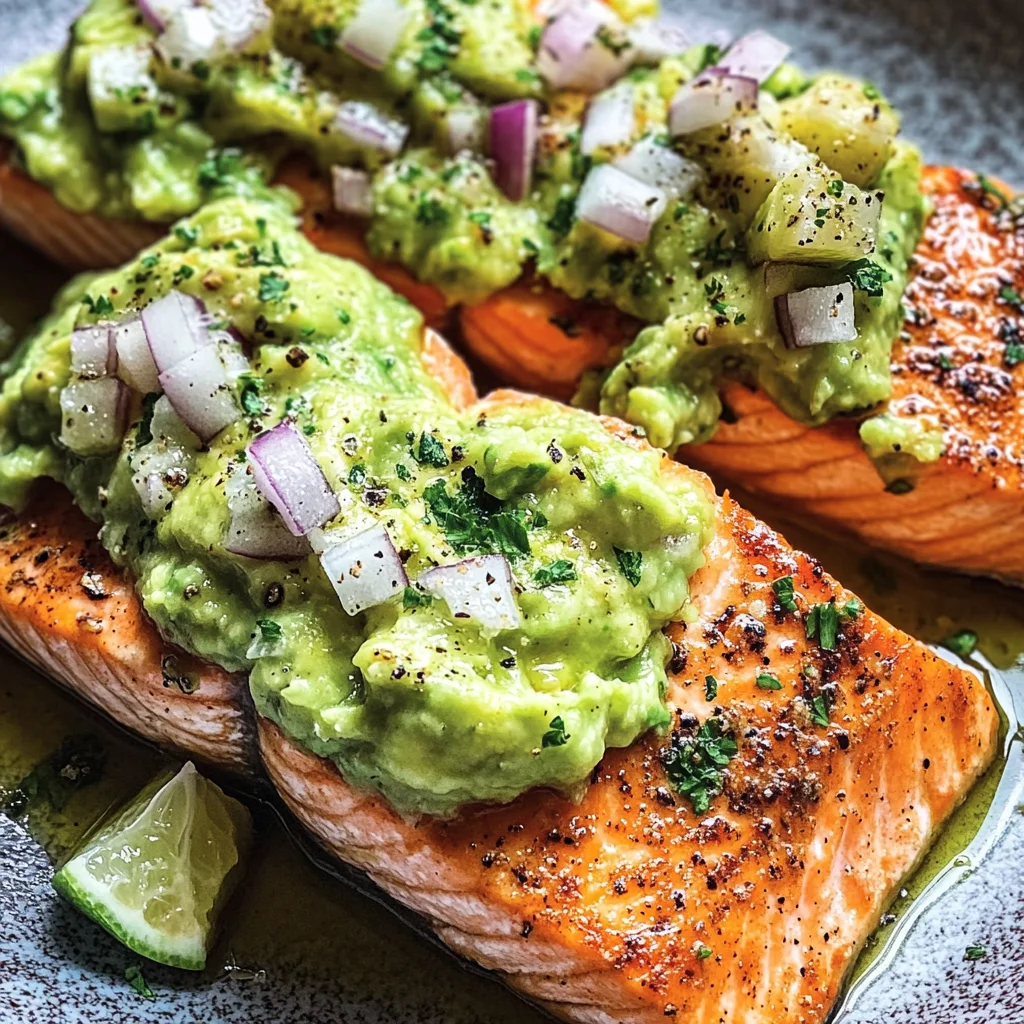 Baked Salmon with Avocado Mash