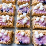 Blueberry Rice Krispies Treats with Vanilla Glaze