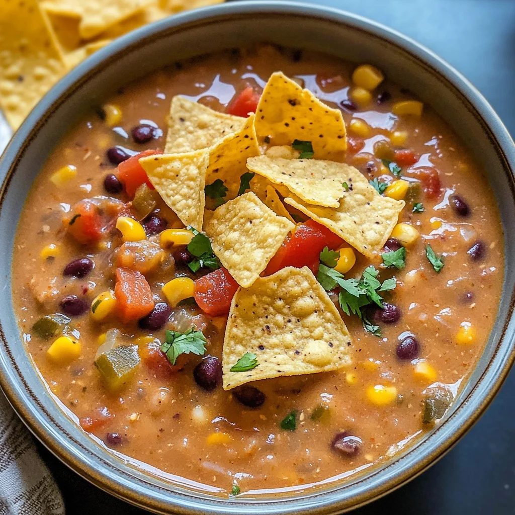 Creamy Vegetarian Tortilla Soup (Easy & Hearty)