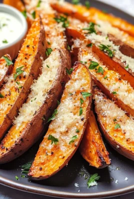 Garlic Parmesan Sweet Potato Wedges