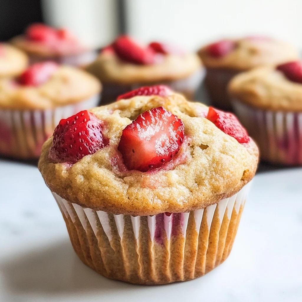 Healthy Strawberry Banana Yogurt Muffins