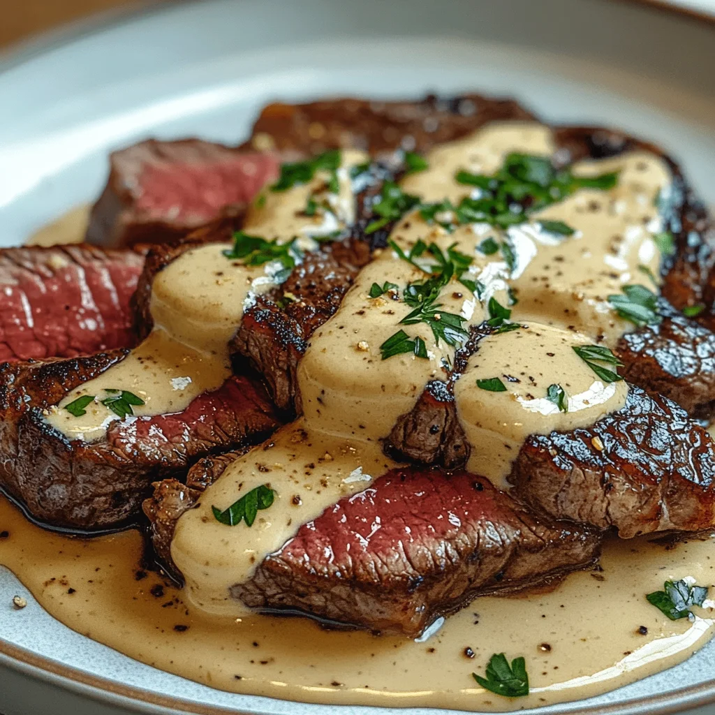 Juicy Steak with Creamy Garlic Sauce