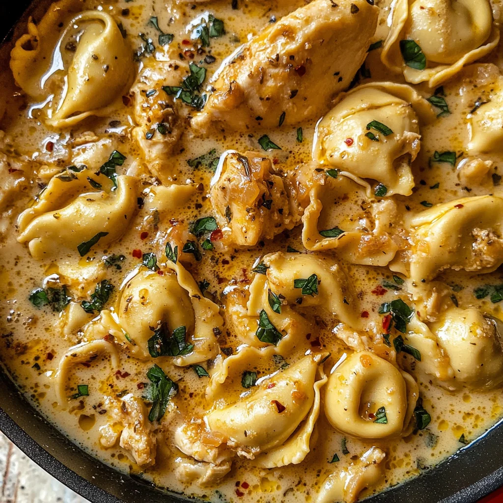 One-Pot Spicy Garlic Butter Chicken Tortellini