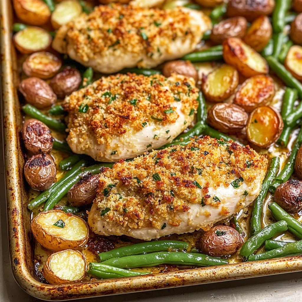Parmesan Crusted Chicken Sheet Pan Dinner