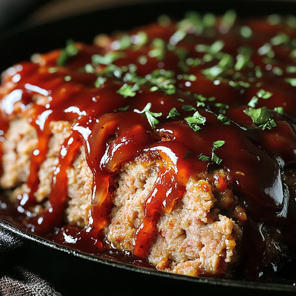 Skillet BBQ Turkey Meatloaf with Onion Glaze