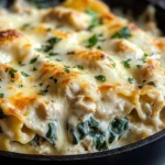 Skillet Creamy Chicken Alfredo Lasagna