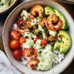 Zesty Shrimp & Avocado Rice Bowls with Cilantro Lime Sauce