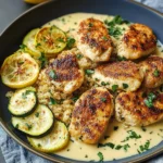 Creamy Lemon Butter Chicken with Crispy Zucchini Delight