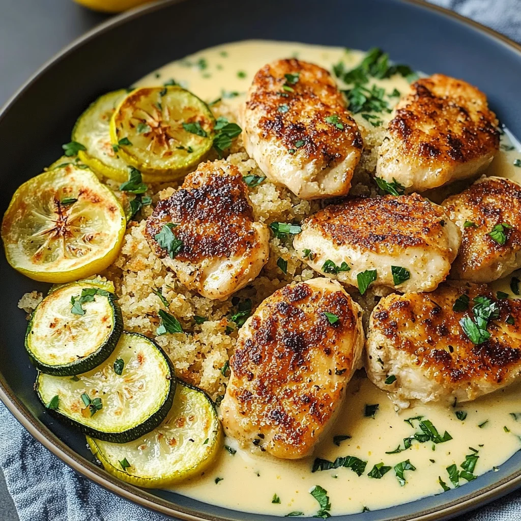 Creamy Lemon Butter Chicken with Crispy Zucchini Delight