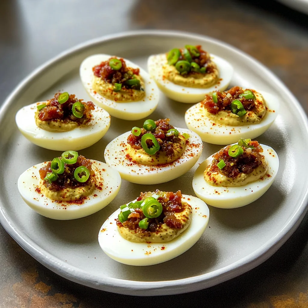 Deviled Eggs with Jalapeño Bacon Jam