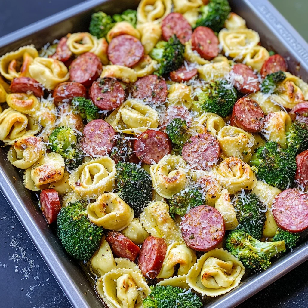 Easy Sheet Pan Tortellini and Kielbasa