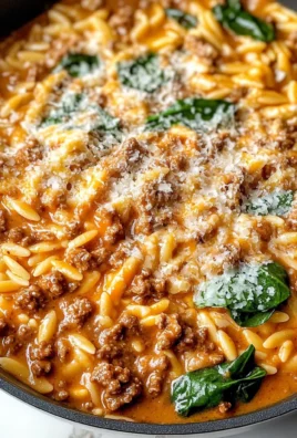 Hearty Ground Beef Orzo with Tomato Cream Sauce