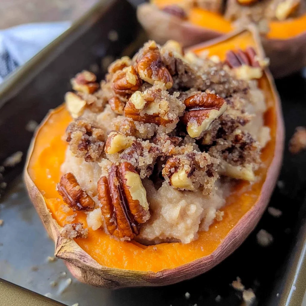 Pecan pie double baked sweet potatoes