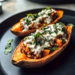 Protein loaded sweet potato boats