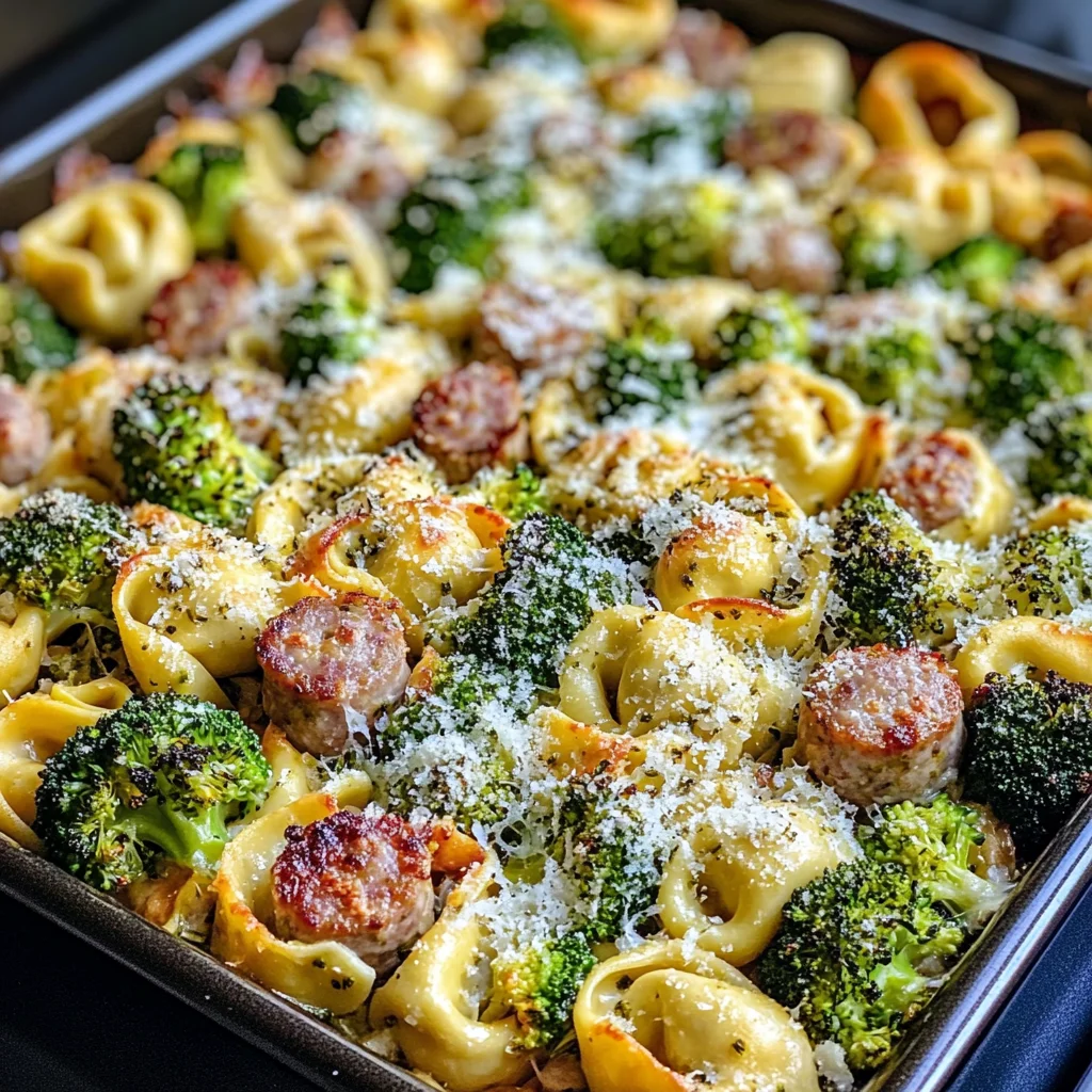 Sheet Pan Broccoli Tortellini Bake