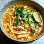 Spicy Thai Chicken Noodle Soup with Coconut and Lime