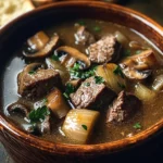 Steak and Ale Soup with Mushrooms