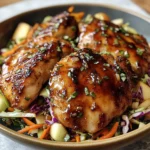 Sticky Apple Cider Chicken with Crisp Autumn Slaw