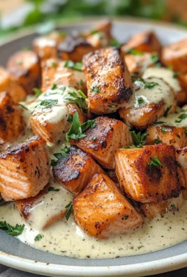 Air Fryer Salmon Bites with Garlic Cream Sauce