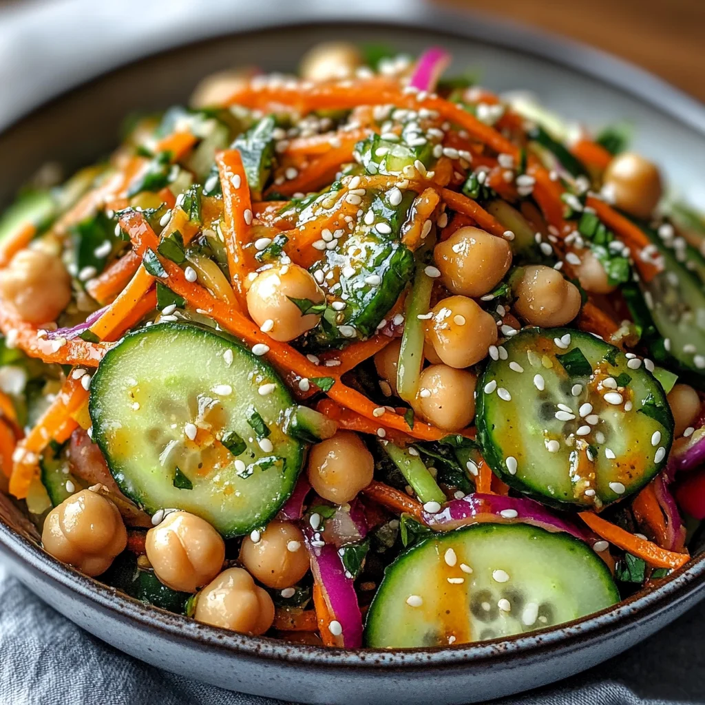 Asian Cucumber and Chickpea Slaw with Sesame Dressing is Delightful!
