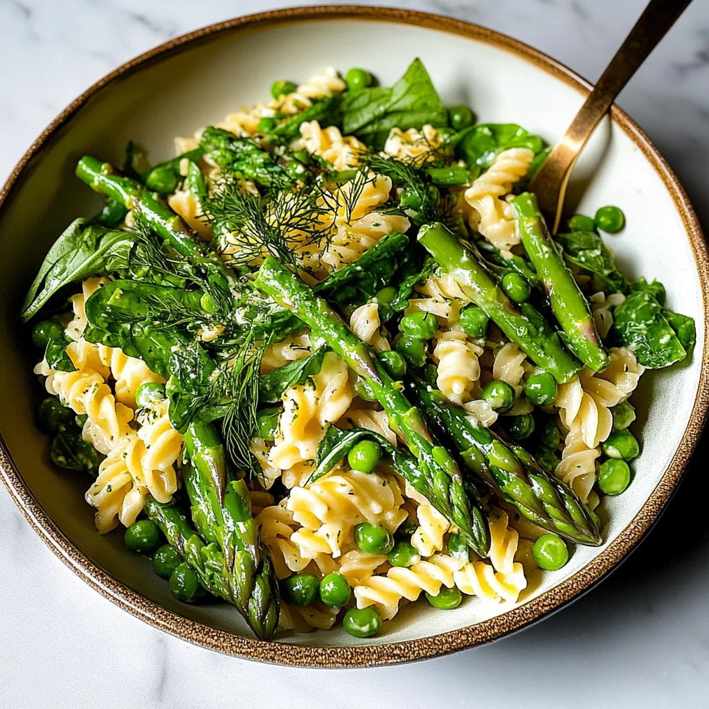 Fresh Spring Pasta Salad Recipe with Asparagus and Lemon Dill Vinaigrette