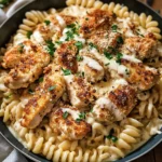 Garlic Parmesan Chicken Bites with Creamy Rotini