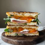 Goat's Cheese and Ham Focaccia Sandwich with Apricot Jam