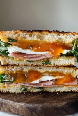 Goat's Cheese and Ham Focaccia Sandwich with Apricot Jam