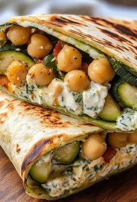 Grilled Zucchini and Feta Chickpea Wrap with Herbed Yogurt