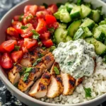 Juicy Mediterranean Chicken Bowl with Rice