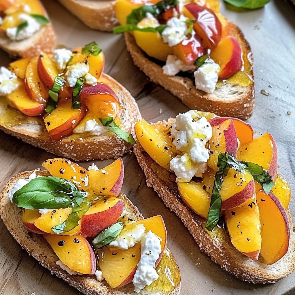 Peach Bruschetta with Goat Cheese and Honey
