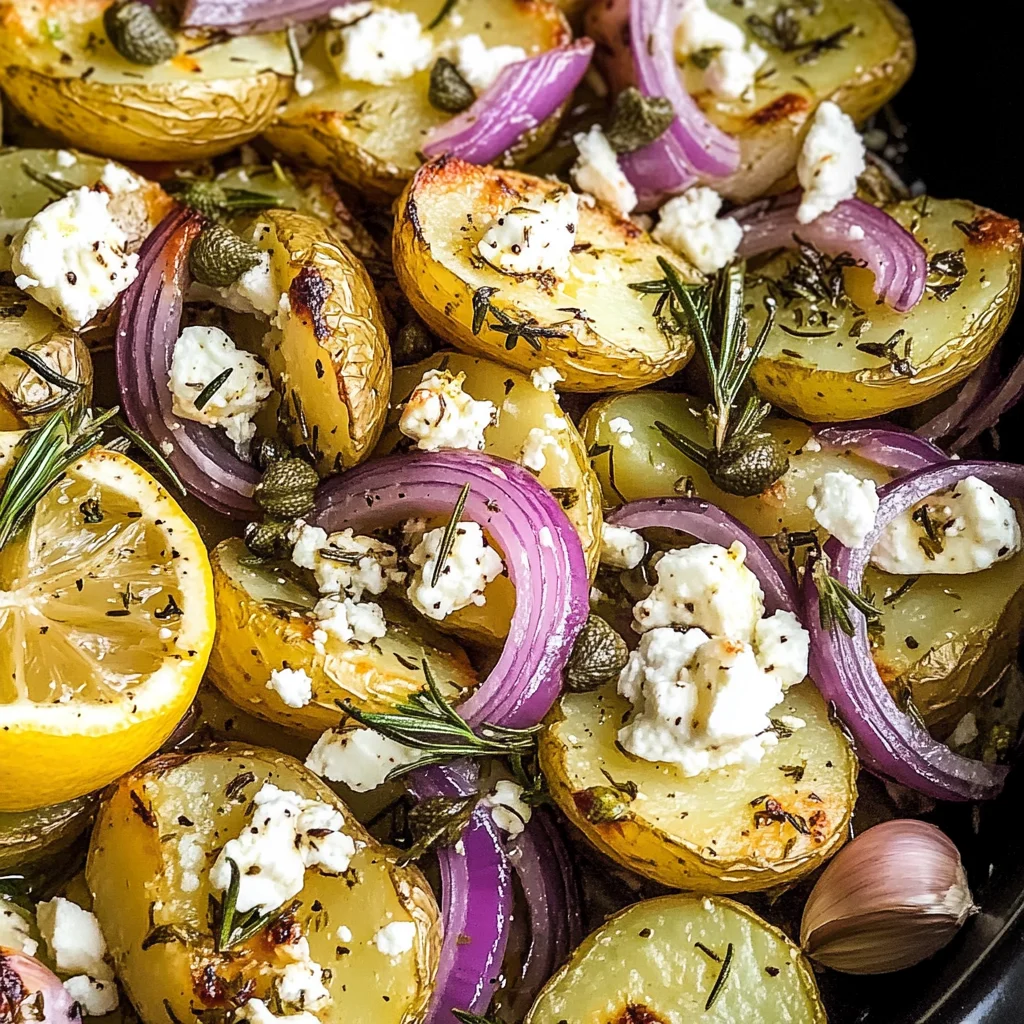Quick smashed Greek potatoes with feta and rosemary