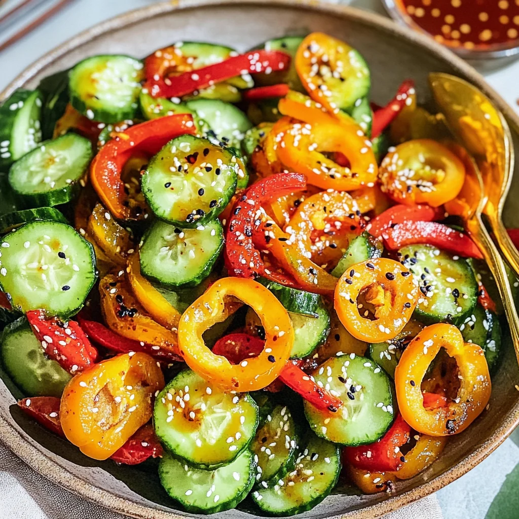Viral TikTok Cucumber & Bell Pepper Salad